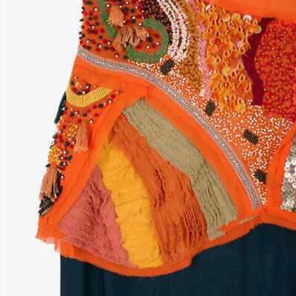 RARE!! NWT ZARA ATELIER BEADED DRESS LIMITED EDITION ORANGE S M GORGEOUS!! - Picture 7 of 13